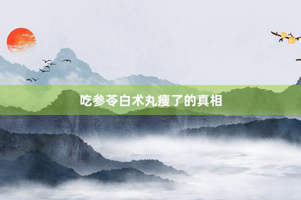 吃参苓白术丸瘦了的真相